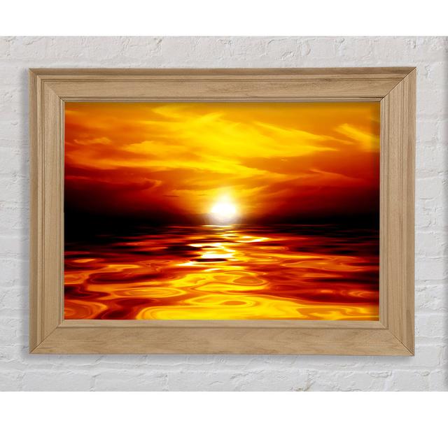 Lava Ocean Sunset Yellow Framed Print Wall Art House of Hampton Size: 42cm H x 59.7cm W x 8cm D, Format: Natural Framed Paper on Productcaster.