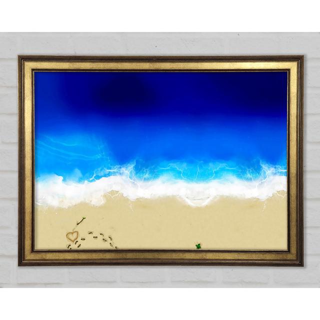 Footprints In The Sand Love Framed Print Highland Dunes Size: 59.7cm H x 84.1cm W x 1.5cm D on Productcaster.