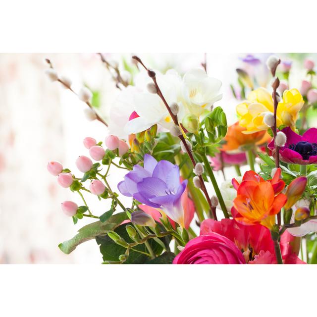 Colourful Spring Flowers - Wrapped Canvas Photograph Latitude Run Size: 51cm H x 76cm W on Productcaster.