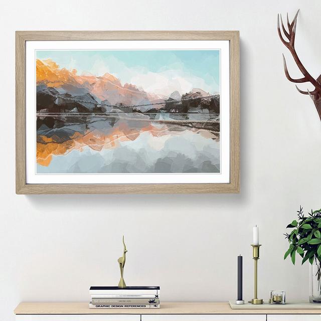 Mountain Reflection in Italy in Abstract - Picture Frame Graphic Art Print East Urban Home Size: 36cm H x 48cm W x 2cm D, Frame Option: Oak Framed on Productcaster.