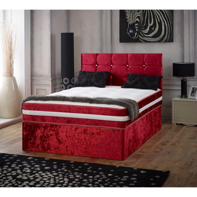 Ceda Pocketsprung Divan Bed Set 17 Stories Colour: Red, Size: Single (3'), Storage Type: No Drawer on Productcaster.