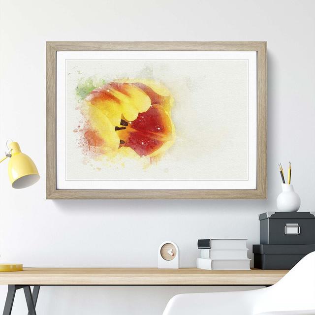 Tulip in Red & Yellow in Abstract - Picture Frame Graphic Art Print East Urban Home Size: 60cm H x 91cm W x 2cm D, Frame Option: Oak on Productcaster.