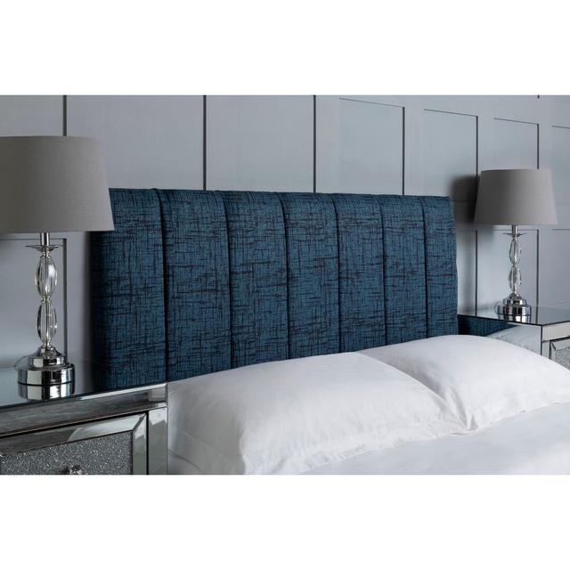 Upholstered Headboard, Abstract Linen Designer Fabric, Made In England Wade Logan Colour: Midnight, Size: Super King (6') on Productcaster.