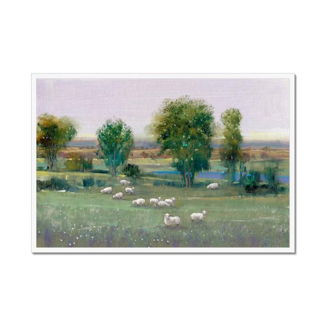 Field of Sheep I by Timothy O' Toole - Painting Print Three Posts Size: 65cm H x 95cm W, Format: White Framed Paper Print on Productcaster.