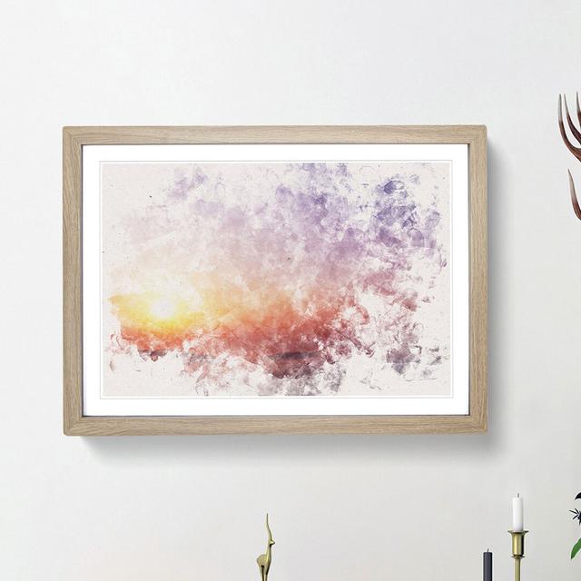 Sunrise Above the Mountains Watercolour - Picture Frame Graphic Art Print East Urban Home Frame Option: Oak Framed, Size: 62cm H x 87cm W x 2cm D on Productcaster.