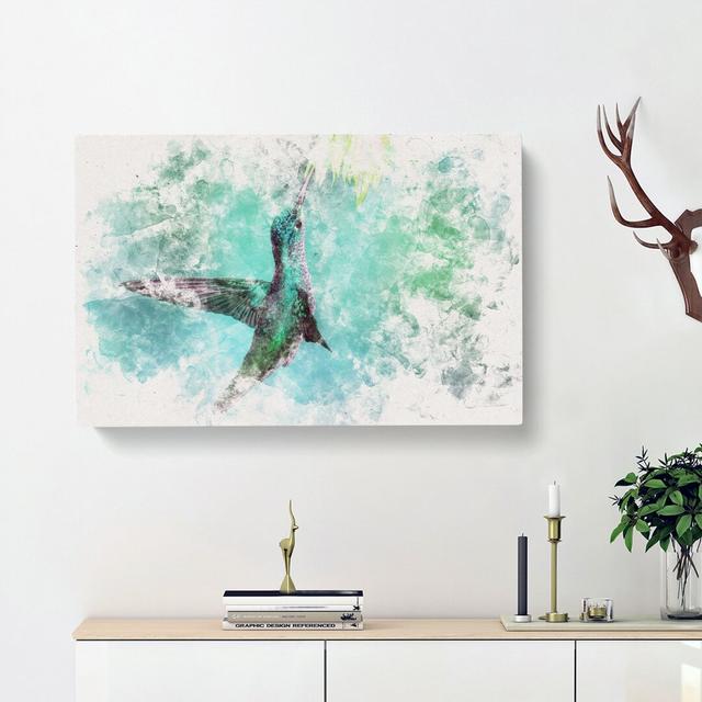 Green Hummingbird - Wrapped Canvas Print East Urban Home Size: 35cm H x 50cm W x 3cm D on Productcaster.