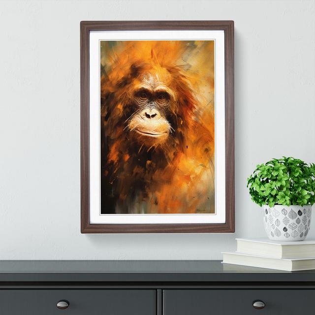 Orangutan Gestural - Single Picture Frame Art Prints on Wood Big Box Art Frame Colour: Walnut Framed, Size: 34cm H x 25cm W x 2cm D on Productcaster.