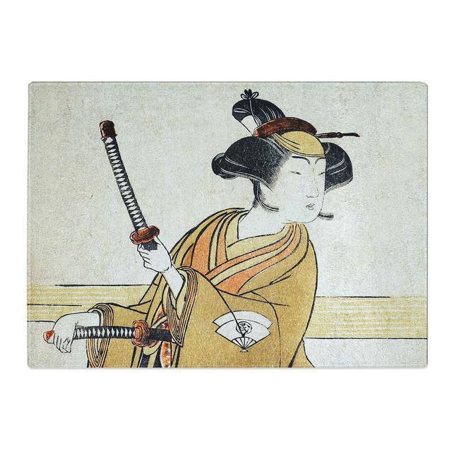 Tempered Glass Woman with Samurai Swords by Katsukawa Shunsho Chopping Board East Urban Home Size: 28.5 cm x 20 cm on Productcaster.