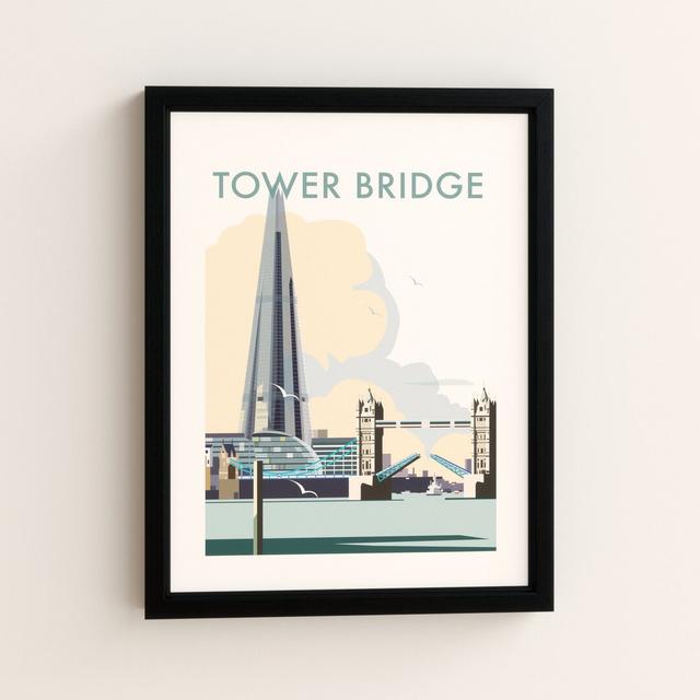 Tower Bridge and the Shard, London by Dave Thompson Framed Vintage Advertisement East Urban Home Frame Colour: Black on Productcaster.