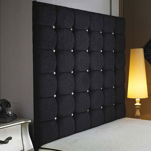 Shockley Upholstered Headboard Rosdorf Park Size: Small Single (2'6), Upholstery: Chenille Fabric, Colour: Black on Productcaster.