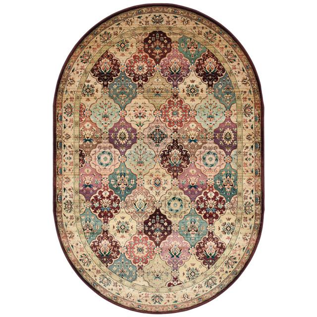 Kurzflorteppich Hartshorne in Rot/Cremefarben mit Bordüre Three Posts Rug Size: Oval 190cm x 290cm on Productcaster.