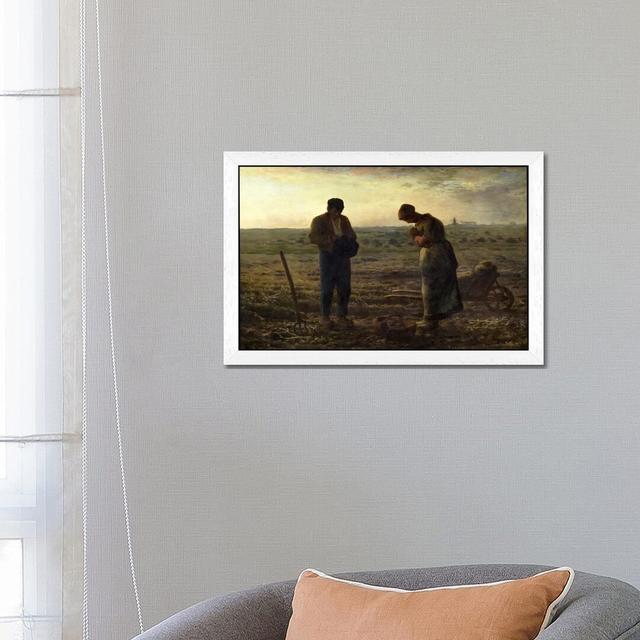 The Angelus by Jean-Francois Millet - Painting on Canvas Rosalind Wheeler Size: 66cm H x 102cm W x 4cm D, Frame Option: White Framed on Productcaster.