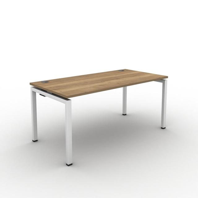 Grazian Desk Ebern Designs Frame Colour: White, Size: 73cm H x 100cm W x 80cm D, Top Colour: Jura Oak on Productcaster.