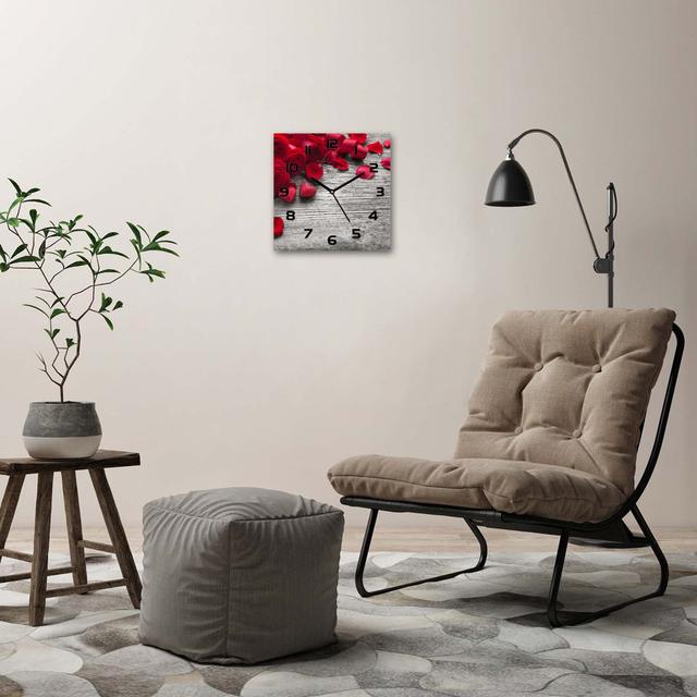 Idwal Roses Silent Wall Clock East Urban Home Colour: Black/Red/Grey on Productcaster.