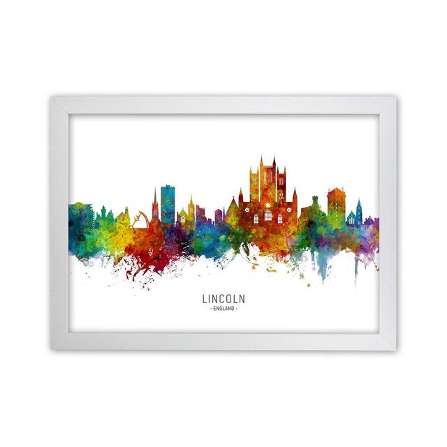 Lincoln England Skyline by Michael Tompsett - Print Ebern Designs Format: White Framed, Size: 46cm H x 63cm W x 3cm D on Productcaster.