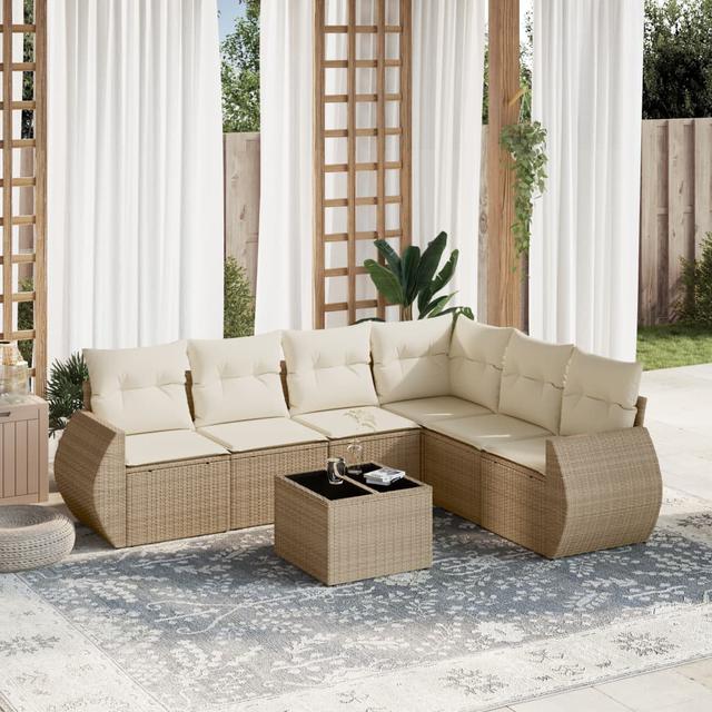 Gartensofa mit Kissen 17 Stories Rahmenfarbe: Beige, Farbe des Kissens: Beige on Productcaster.