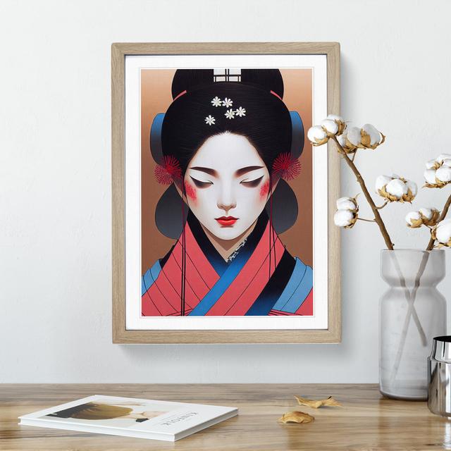 Modern Geisha No.5 - Picture Frame Graphic Art Marlow Home Co. Frame Colour: Oak, Size: 64cm H x 46cm W x 2cm D on Productcaster.