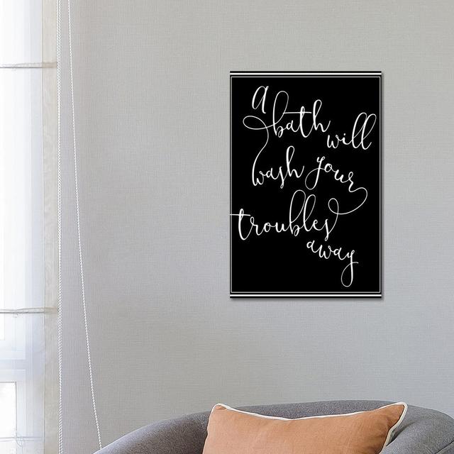 Troubles Away by Milli Villa - Wrapped Canvas Typography Happy Larry Size: 66.04cm H x 45.72cm W x 3.81cm D on Productcaster.