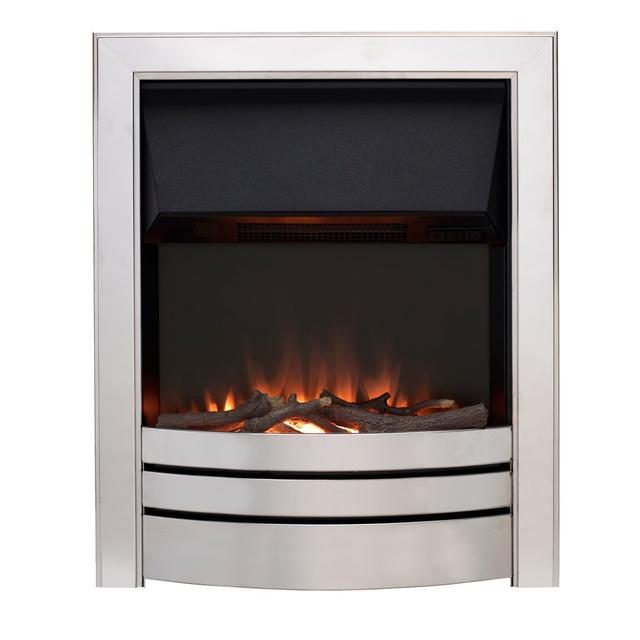 Ida Belfry Heating 49cm W Electric Inset Fire Belfry Heating Finish: Brushed Steel/Chrome Overlay on Productcaster.