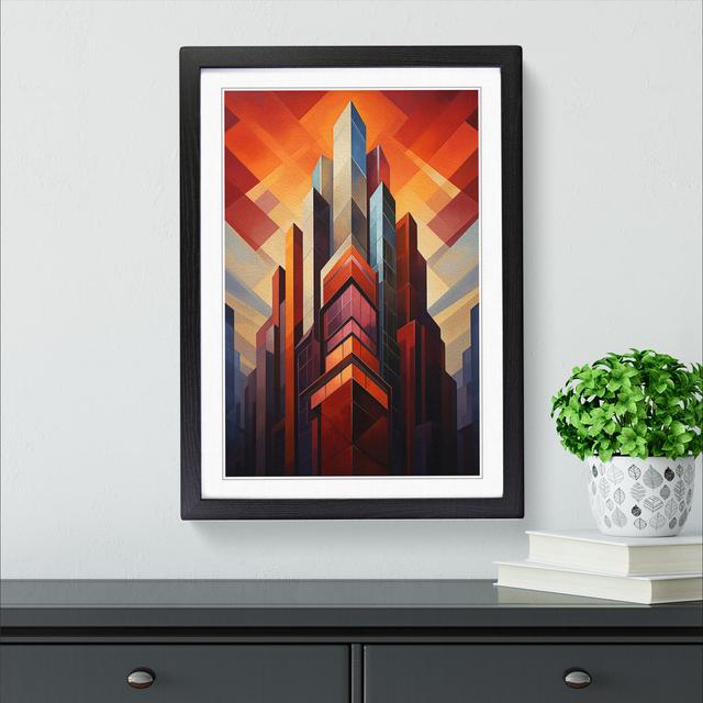 Skyscraper Geometric - Single Picture Frame Print on Wood 17 Stories Size: 34cm H x 25cm W x 2cm D, Frame Colour: Black on Productcaster.