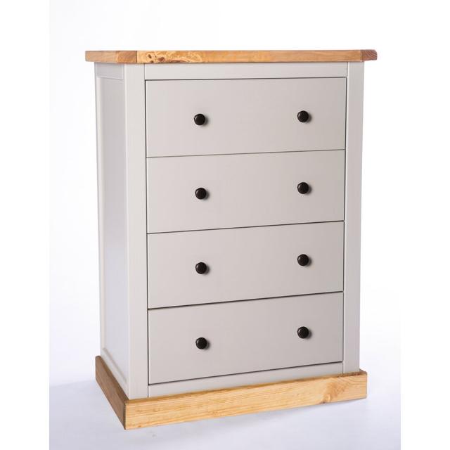 Phelps 4 Drawer 70Cm W Chest Of Drawers Three Posts Knob Colour: Brass, Base Colour: Grey/Wood on Productcaster.