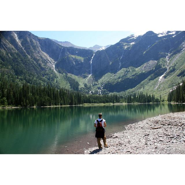 Hiker at Hidden Lake by Riegsecker - Wrapped Canvas Photograph Alpen Home Size: 51cm H x 76cm W on Productcaster.