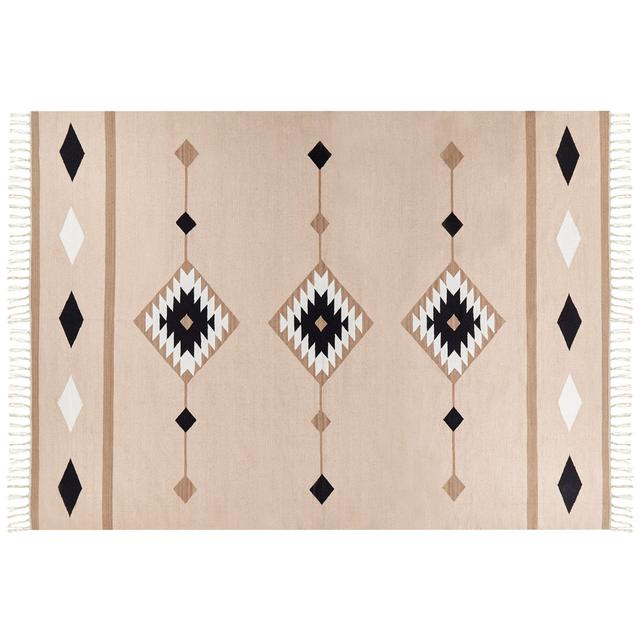 Zoie Hand Loomed Cotton Beige/Black Rug Gracie Oaks Rug Size: Rectangle 200 x 300cm on Productcaster.