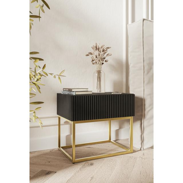 Atahan Steel Bedside Table Canora Grey Colour: Black on Productcaster.