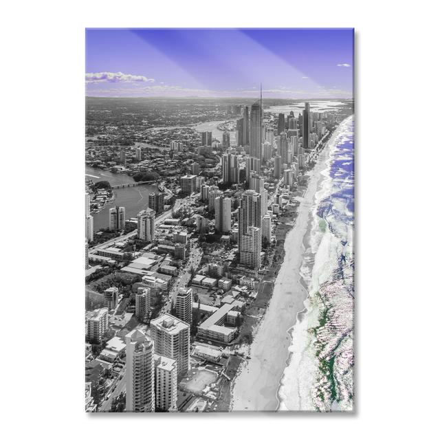 Gold Coast Skyscrapers - No Frame Print on Glass Brayden Studio Size: 70cm H x 100cm W x 0.4cm D on Productcaster.