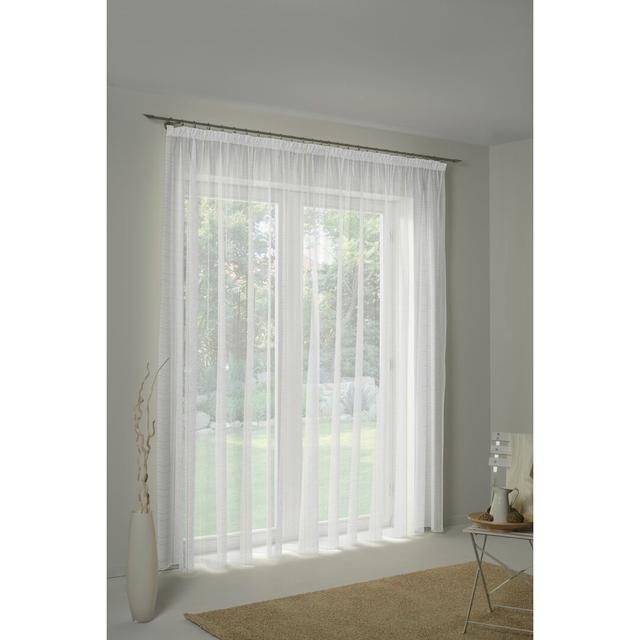 Canadice Pencil Pleat Semi Sheer Curtain Ebern Designs Panel Size: 600 W x 120 D cm, Colour: Blue/White on Productcaster.