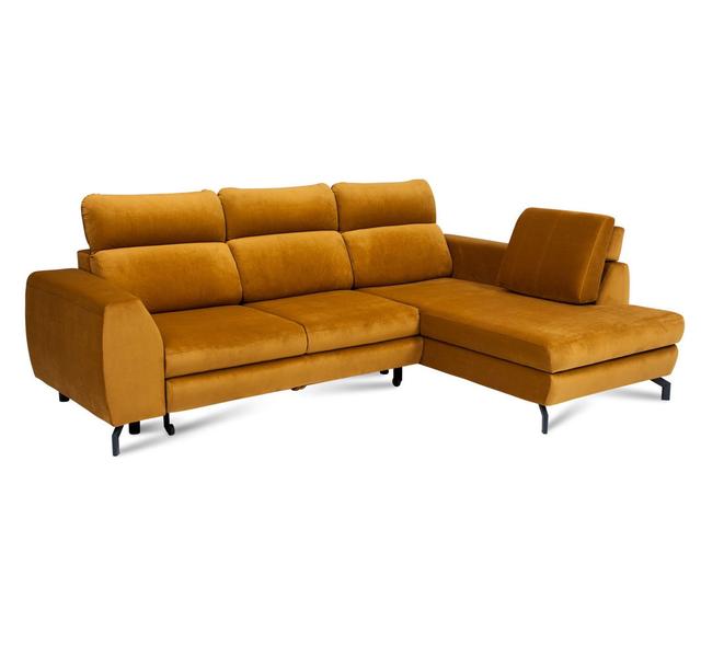 Ecksofa Dylon mit Bettfunktion ScanMod Design Polsterfarbe: Orange, Ausrichtung: Rechts ausgerichtet on Productcaster.