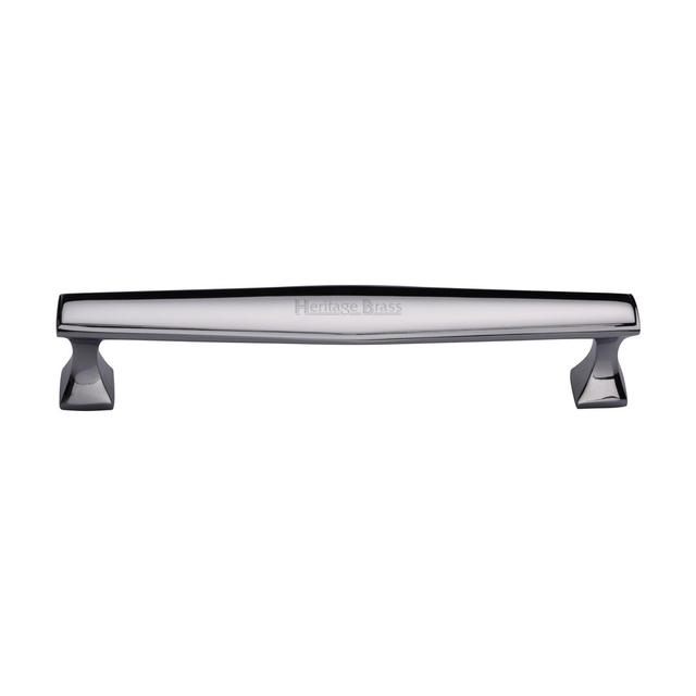 Deco Cabinet Pull Bar Handle Heritage Brass Finish: Polished Chrome, Size: 2.5cm H x 11.3cm W x 3.5cm D on Productcaster.