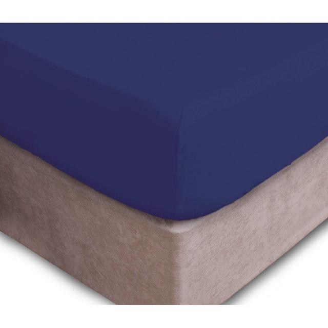 180 Thread Count Cotton Blend Fitted Sheet Symple Stuff Size: Double (4'6), Colour: Navy on Productcaster.