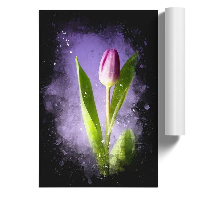 Purple Tulip Flower - Unframed Graphic Art East Urban Home Size: 30cm H x 21cm W x 0.1cm D on Productcaster.