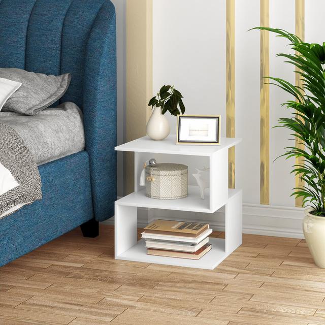 Bedside Table With 2 Shelves, Small Side Table, White 17 Stories on Productcaster.