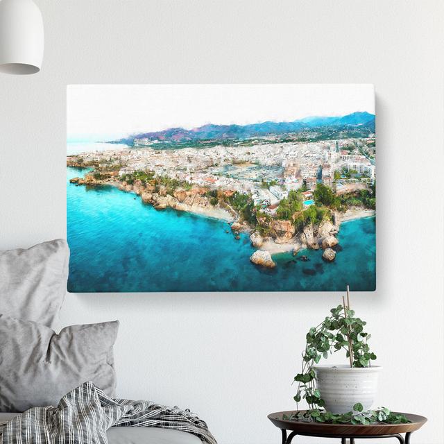 Coastline Of Nerja In Spain - Wrapped Canvas Print East Urban Home Size: 40cm H x 60cm W x 3cm D on Productcaster.