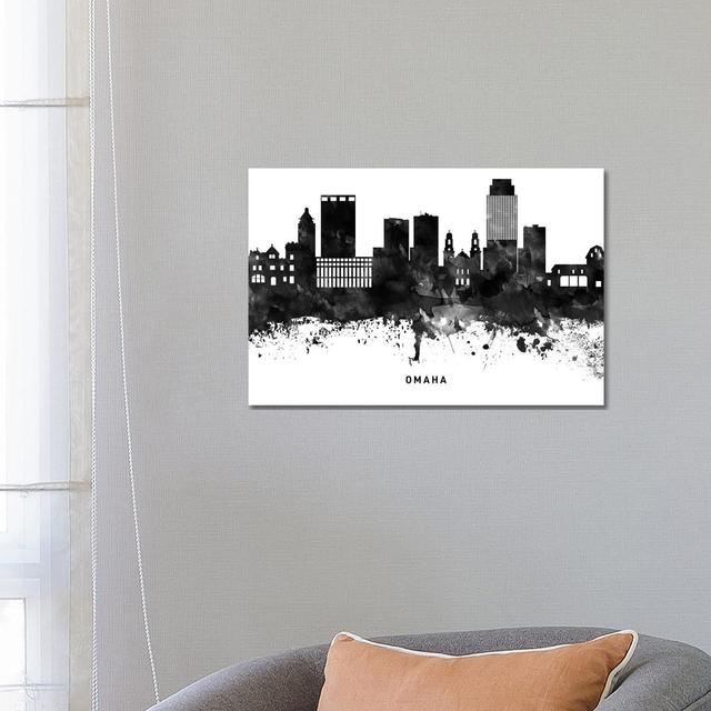 Omaha Skyline Black and White - Wrapped Canvas Graphic Art Happy Larry Size: 45.72cm H x 66.04cm W x 1.91cm D on Productcaster.