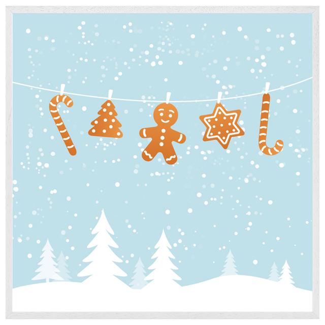 Gibsonton Hanging Ginger Breads - Print The Seasonal Aisle Size: 31cm H x 31cm W x 4cm D, Frame Colour: White on Productcaster.