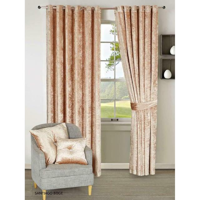 Giardina Room Darkening Grommet / Eyelet Curtain Pair (Set of 2) Canora Grey Panel Size: Width 228 x Drop 183cm, Colour: Beige on Productcaster.