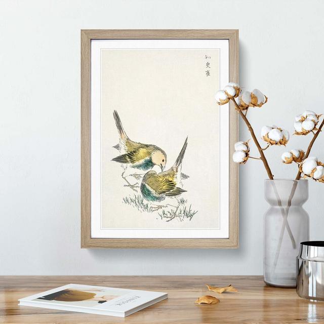 Japanese Great Tit Birds by Numata Kashu - Picture Frame Painting Print East Urban Home Size: 87cm H x 62cm W x 2cm D, Format: Oak Framed on Productcaster.