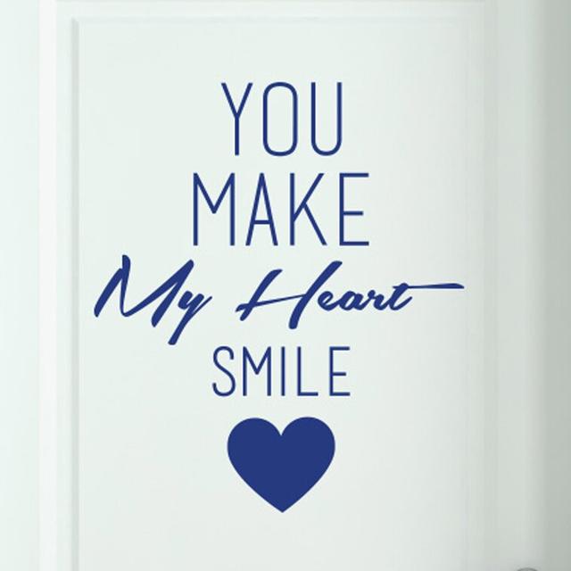 You Make My Heart Smile Door Room Wall Sticker Maturi Colour: Dark Blue on Productcaster.