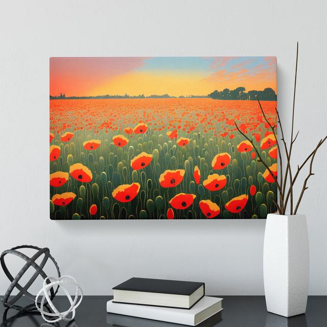 Beauteous Poppy Field Flowers - Wrapped Canvas Graphic Art Marlow Home Co. Size: 50cm H x 76cm W x 3cm D on Productcaster.