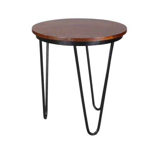 Akbar Round Metal Base Side Table World Menagerie on Productcaster.