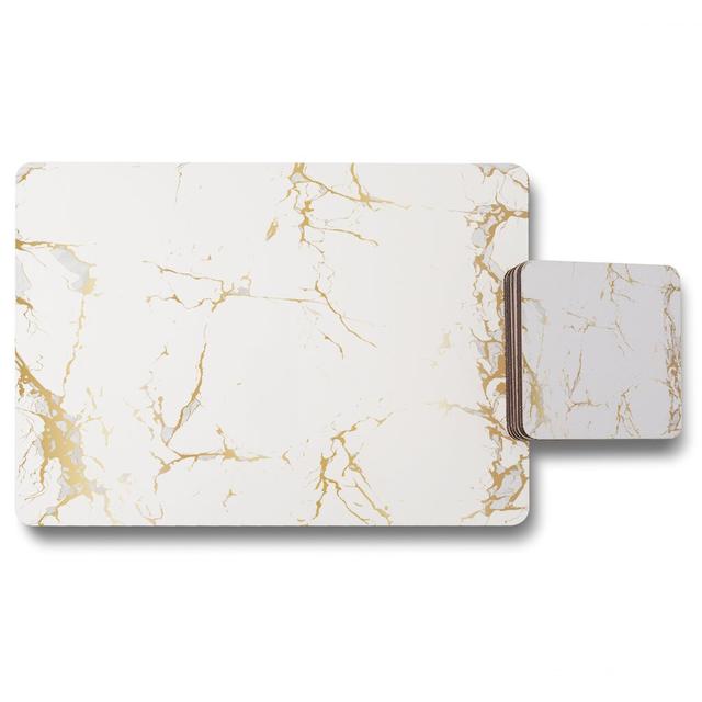 Golden Marble 12 Piece Cork Placemat and Coaster Set Ebern Designs on Productcaster.