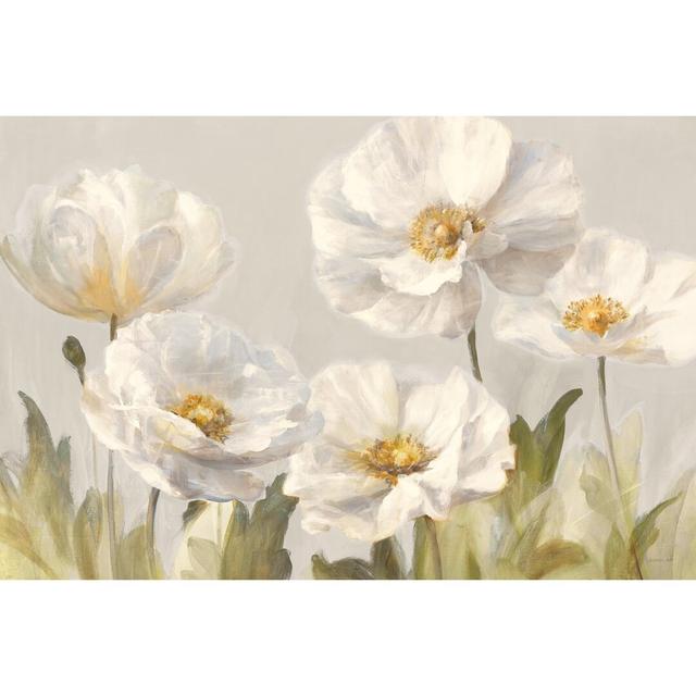 White Anemones by Danhui Nai - 1- Piece Wrapped Canvas Rectangle Painting Rosalind Wheeler Size: 51cm H x 76cm W x 3.8cm D on Productcaster.