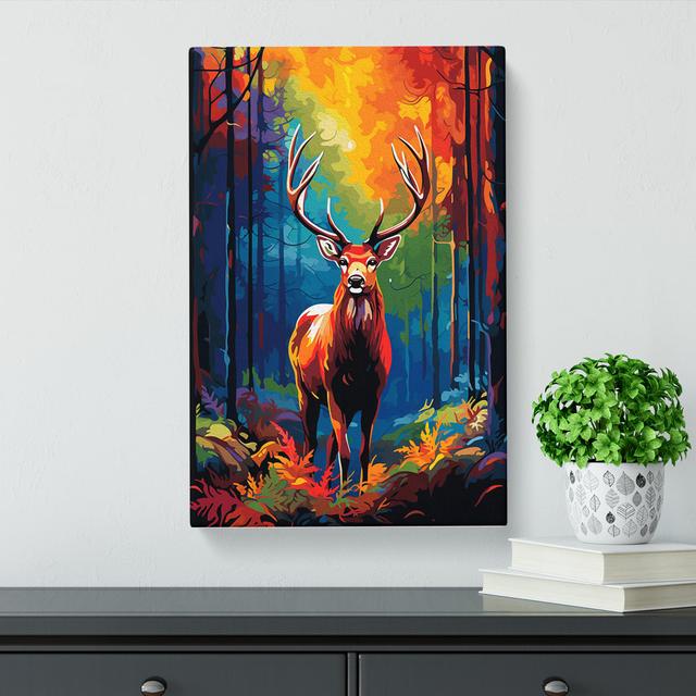 Stag In A Forest Pop - Print Alpen Home Size: 50cm H x 35cm W x 3cm D on Productcaster.