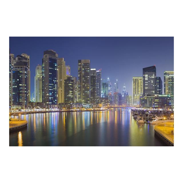 Dubai Skyline at Night 2.55m x 3.84m Embossed Matte Peel & Stick Wallpaper Roll East Urban Home Size: 2.25m x 3.36m on Productcaster.