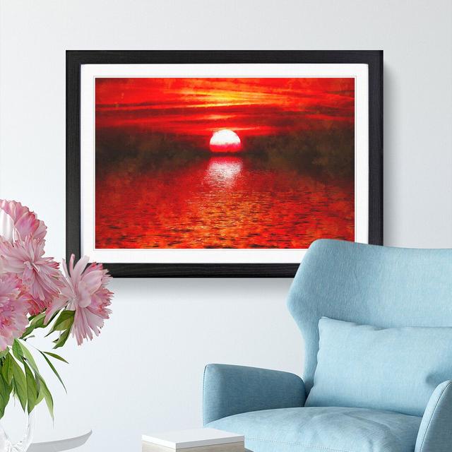 Red & Orange Sunset Above The Sea - Picture Frame Painting Print East Urban Home Size: 24cm H x 33cm W x 2cm D, Format: Black on Productcaster.