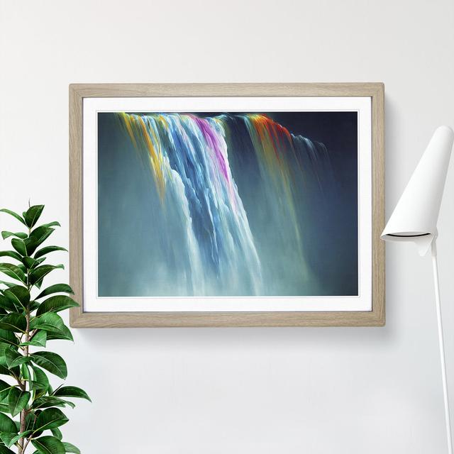 Dripping Waterfall Vol.3 - Picture Frame Painting Alpen Home Frame Colour: Oak, Size: 34cm H x 46cm W x 2cm D on Productcaster.