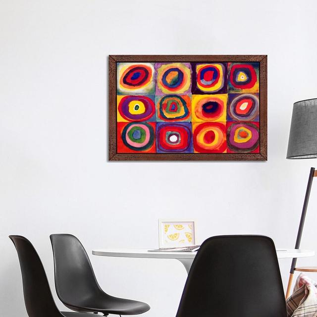 Squares with Concentric Circles by Wassily Kandinsky - Painting Print on Canvas Lark Manor Frame Option: Brown Framed, Size: 102cm H x 152cm W x 4cm D on Productcaster.